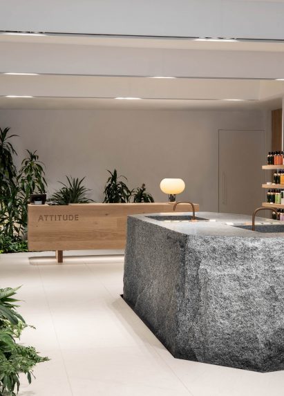 Sinks carved out of a granite block