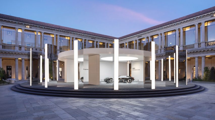 The Domino Act installation by Gabriele Chiave designed for Audi's House of Progress exhibition in Milan