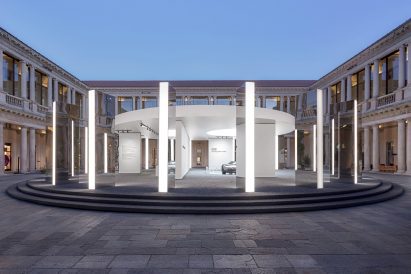 The Domino Act installation by Gabriele Chiave designed for Audi's House of Progress exhibition in Milan