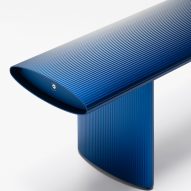 Blue bench end detail