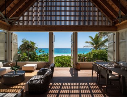 Photo of Pink Sands Beach house in the Bahamas by Brillhart Architecture and Darren Sawyer