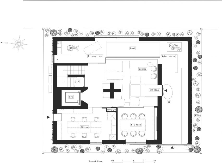 Ground floor plan of C4L House by Cubo Design Architects