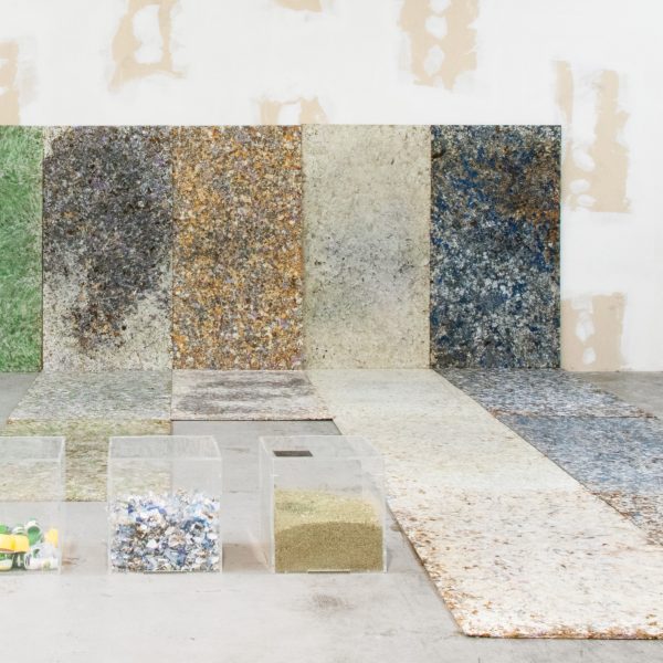 Recycled plastic slabs at CAPitoli Urbani in Milan