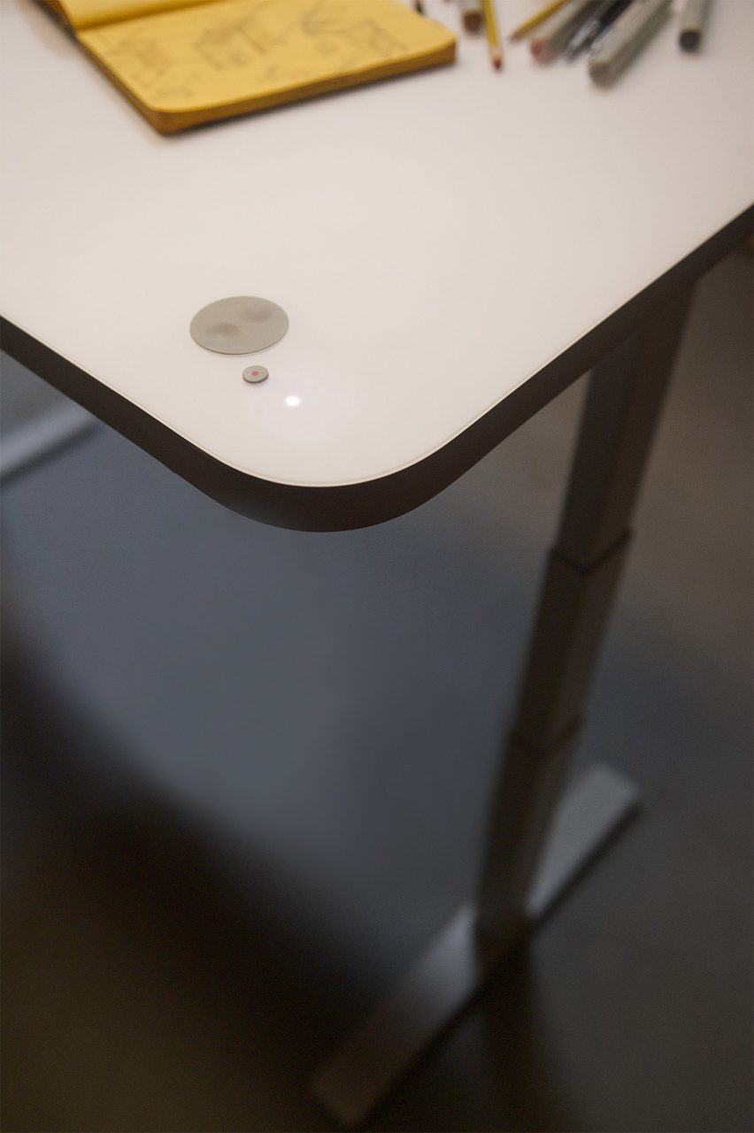 Detail of light in corner of desk