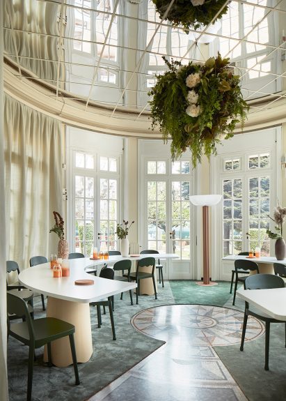 Restaurant in Clay Court Club installation at Milan design week by Cristina Celestino