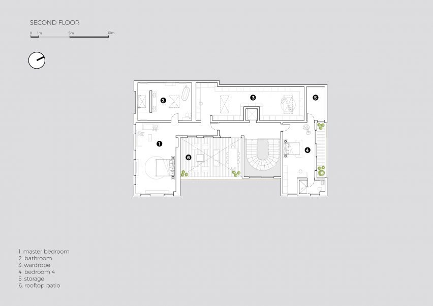 Second floor plan of the Lantern House by CmDesign Atelier