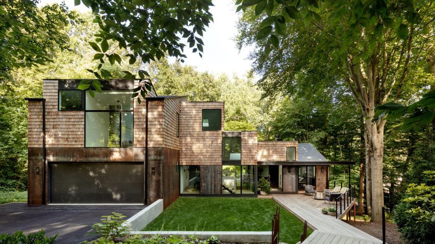 Corten steel and cedar Maryland home