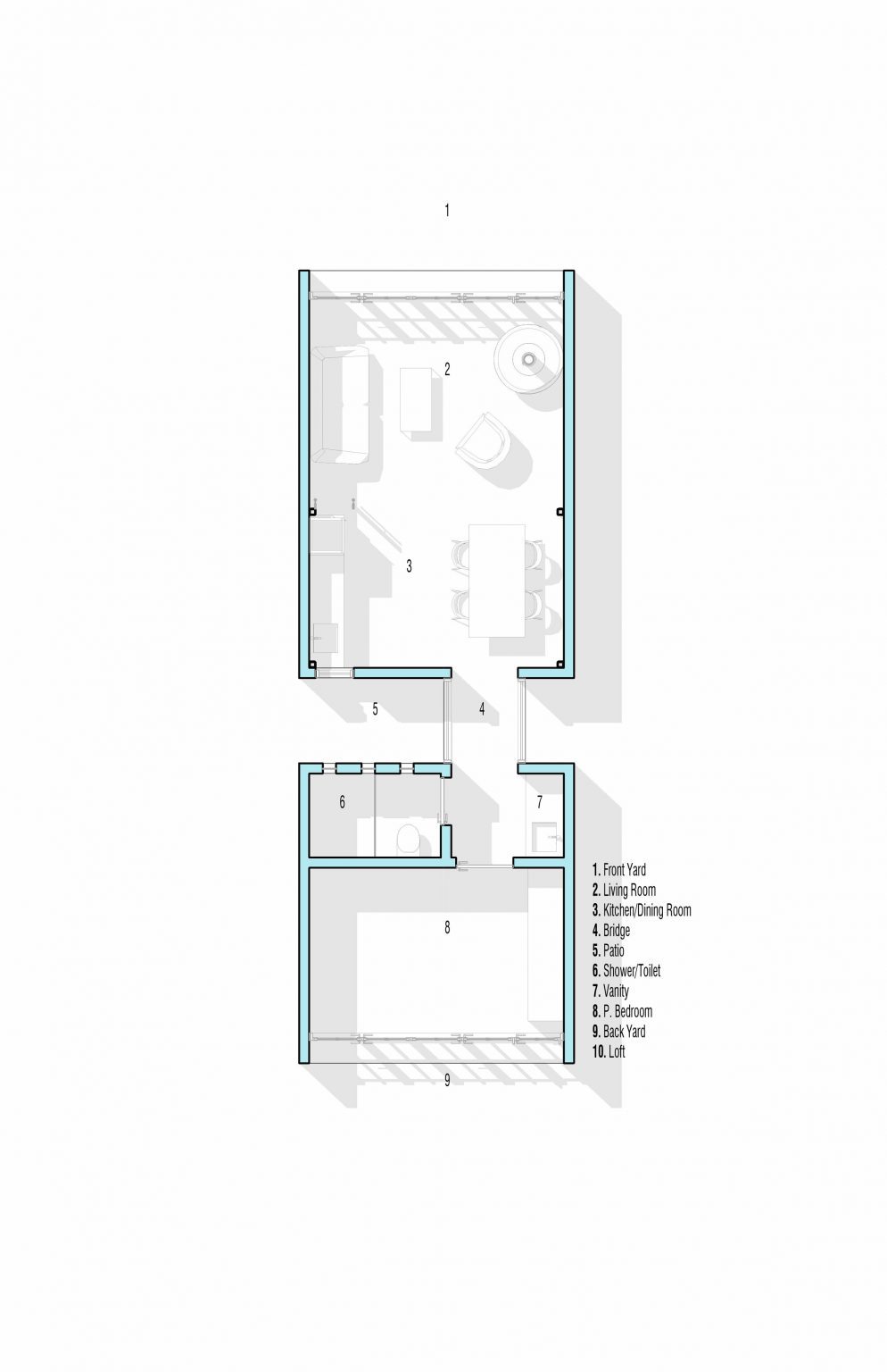Ground floor plan of the tiny house in Ecuador by PJCArchitecture
