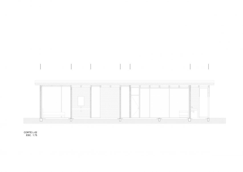 Section drawing of the Rural Nicolas Housing by Manuel Cervantes Estudio