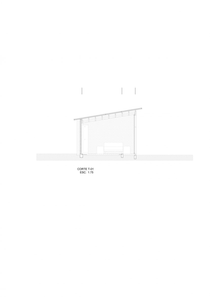 Section drawing of the Rural Nicolas Housing by Manuel Cervantes Estudio