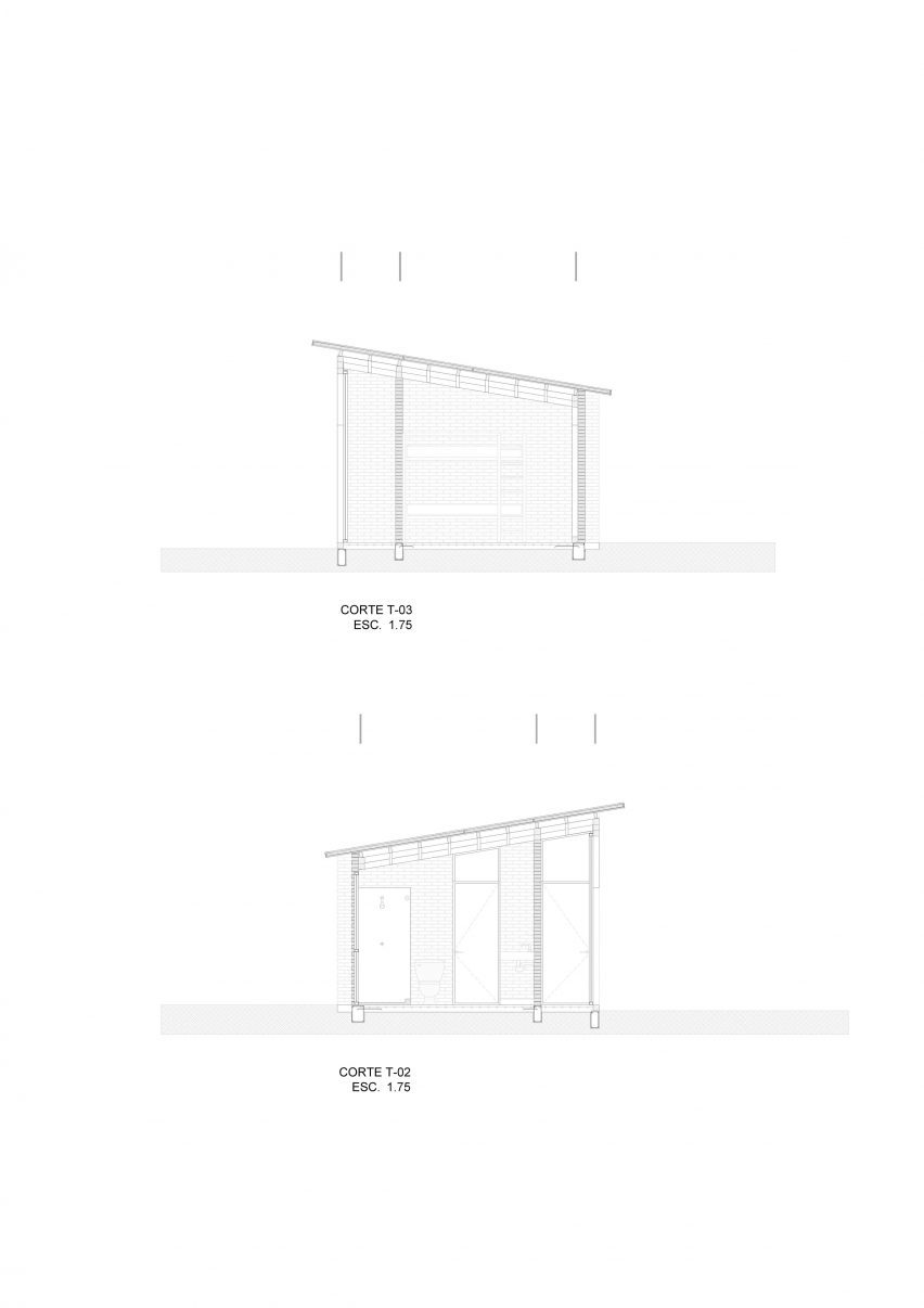 Section drawing of the Rural Nicolas Housing by Manuel Cervantes Estudio