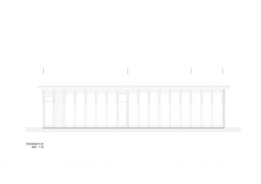 Elevation drawing of the Rural Nicolas Housing by Manuel Cervantes Estudio