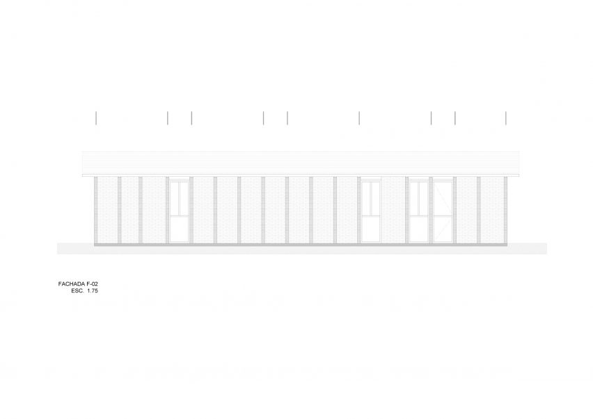 Elevation drawing of the Rural Nicolas Housing by Manuel Cervantes Estudio