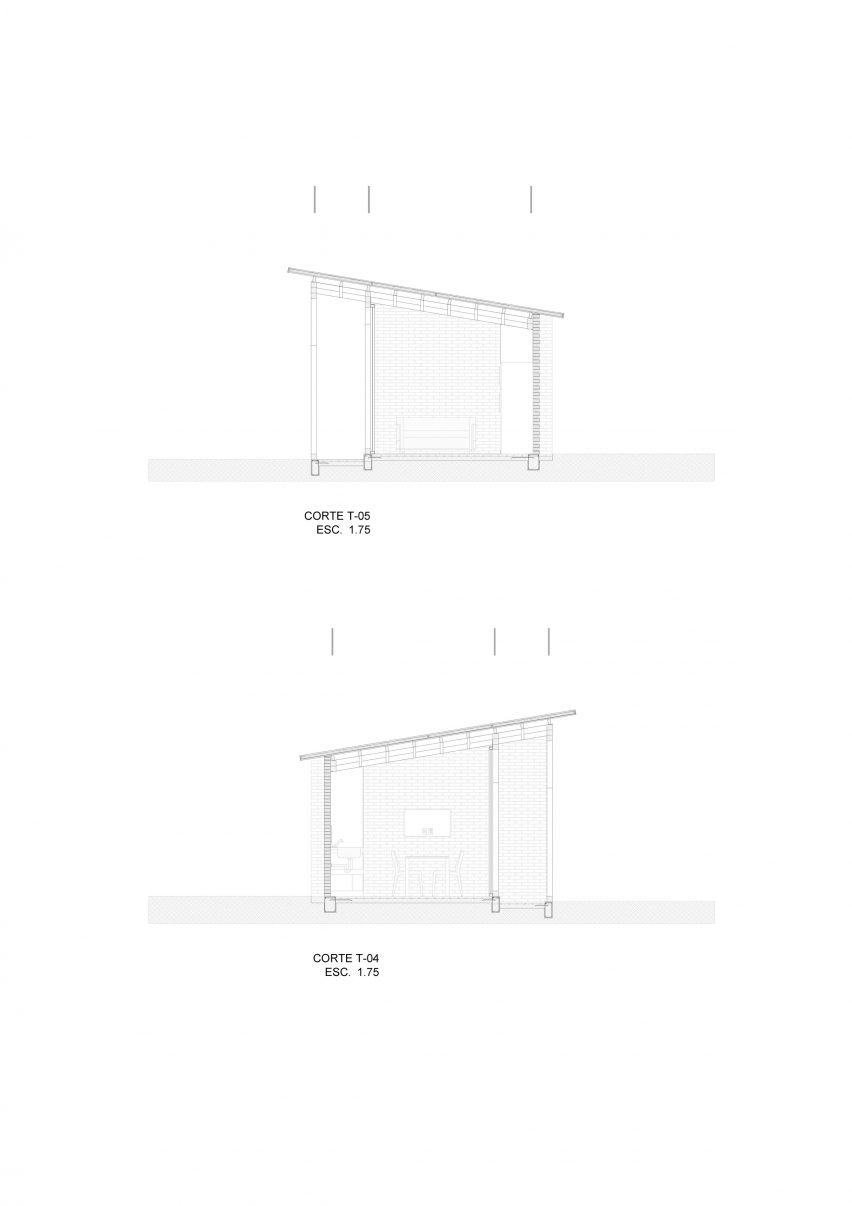 Section drawing of the Rural Nicolas Housing by Manuel Cervantes Estudio
