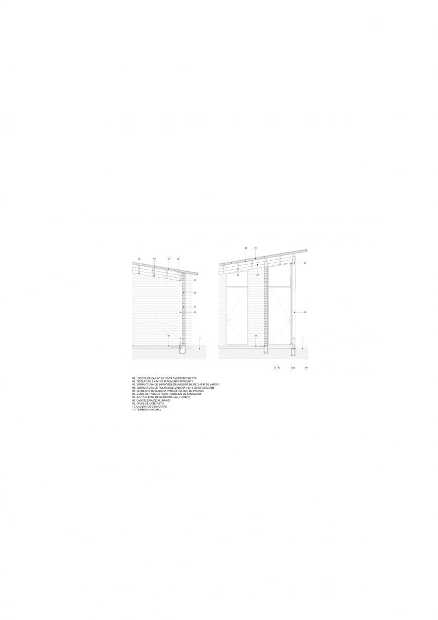 Section drawing of the Rural Nicolas Housing by Manuel Cervantes Estudio