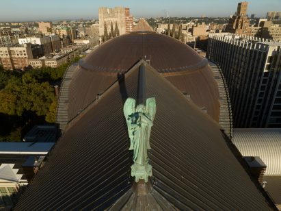 St Gabriel on Apse with dome and skyline behind