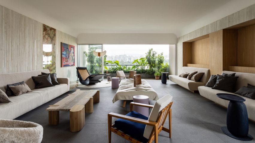 Living space with eclectic vintage furniture