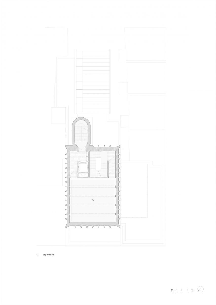 Fourth floor plan of the International Rugby Experience building by Niall Nclaughlin Architects