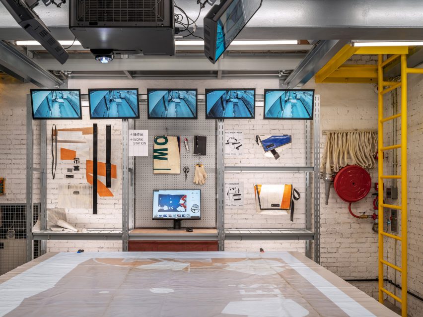 Shanghai Freitag store in 1970s textile factory by Kooo Architects