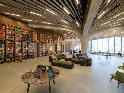 Reading room with concrete canopy