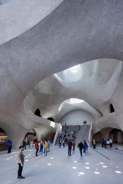 Atrium interior with people walking the floor