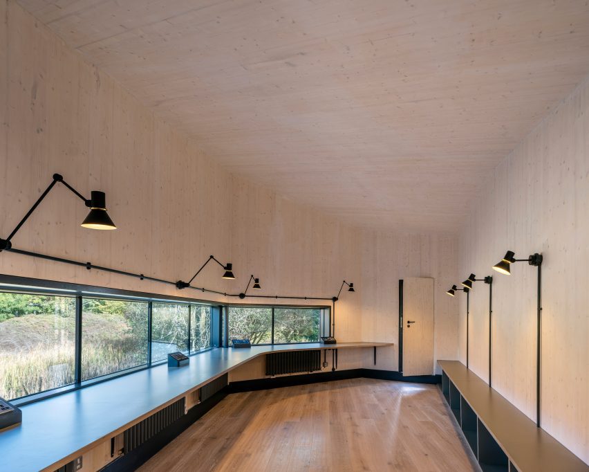 Interior of Harwell Hide by Bell Phillips