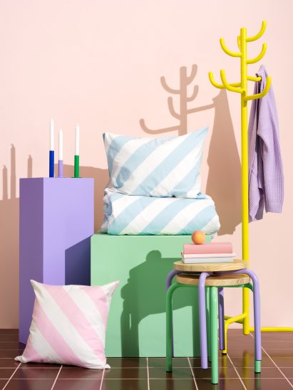 Colourful "vintage"-informed furniture by IKEA in Milan