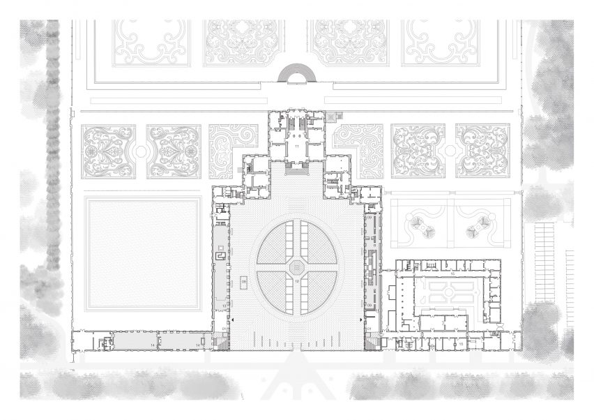 Ground floor plan of Museum Paleis Het Loo by Kaan Architecten