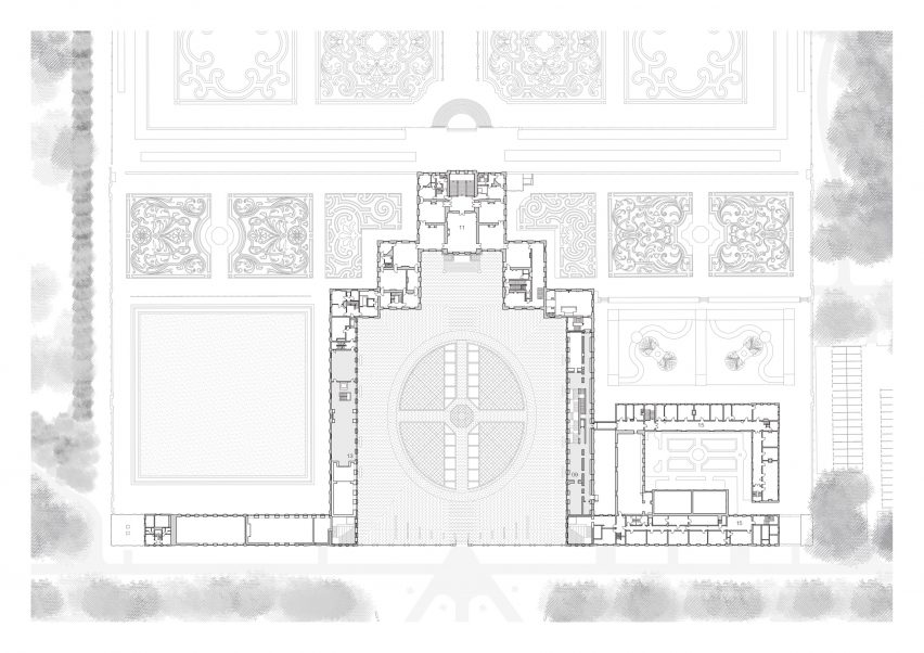 First floor plan of Museum Paleis Het Loo by Kaan Architecten