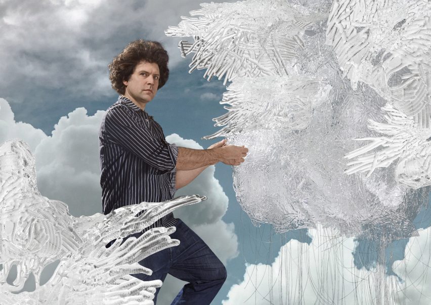 Maxim Velčovský with Cloud, a glass lighting installation for Lasvit