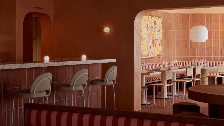 View from bar to dining room of Light Years Asian Diner in Byron Bay by Studio Plenty
