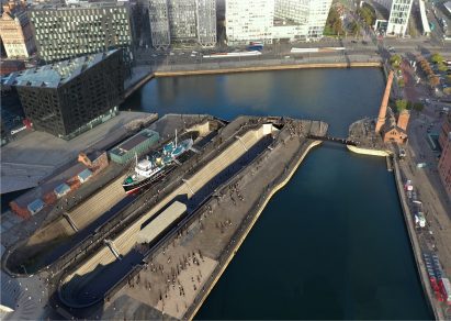 Aerial view of Liverpool Docks