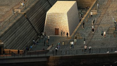 Aerial visual of pavilion by Theaster Gates and Asif Khan