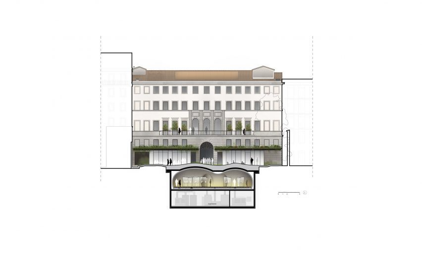 Section of Fondazione Luigi Rovati Museum by Mario Cucinella Architects