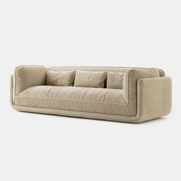 Beige three-seater Lunetta sofa by Leolux