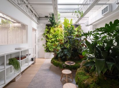 A plant-filled study area