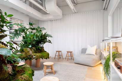 Tables with plants that sprout from their centres