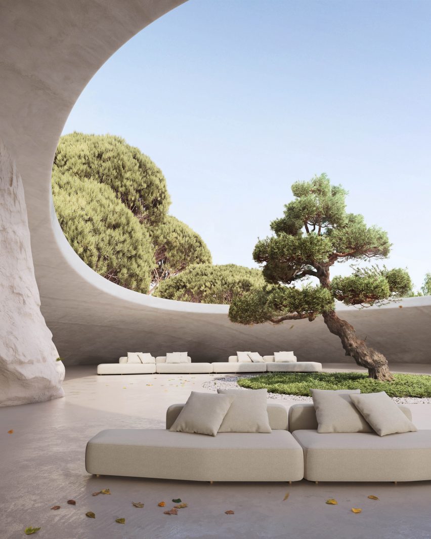 Collection of modular Mass furniture by Todd Bracher for Gandia Blasco