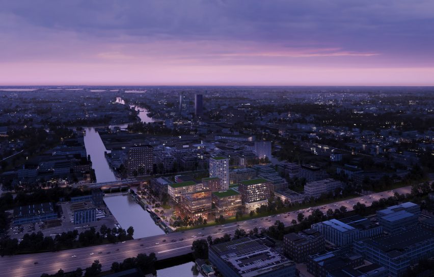 Render of the Amstel Design District by Mecanoo