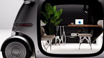 Render of driverless office, created for Moving Space Hackathon by PIX Moving