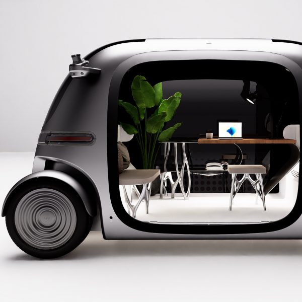 Render of driverless office, created for Moving Space Hackathon by PIX Moving