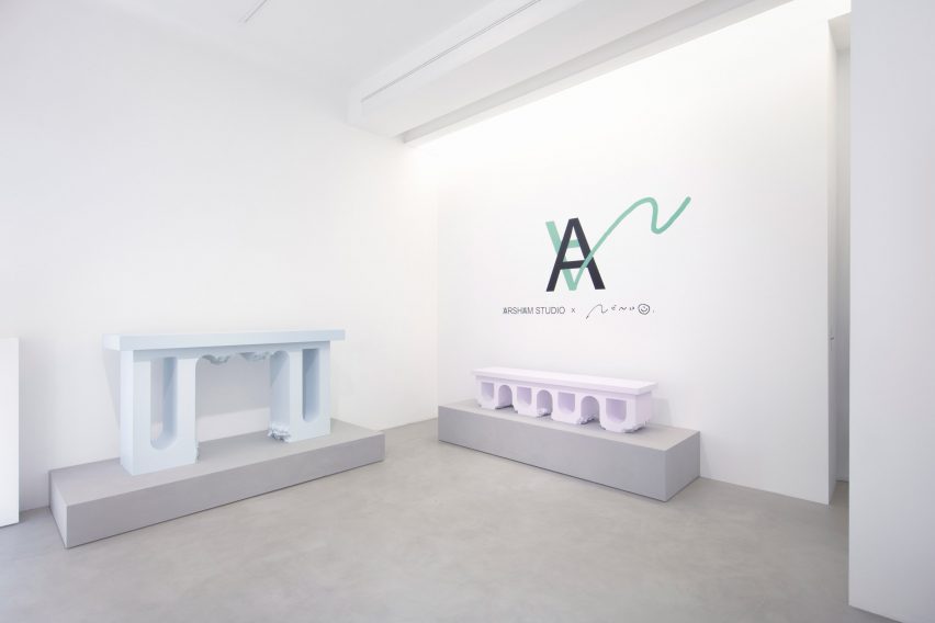 Collection of styrofoam prototypes at Milan design week