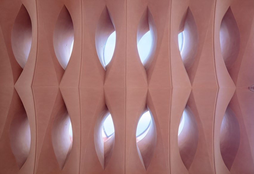 Decorative red perforated wall