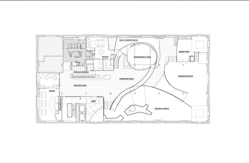 Ground floor plan of the Bronx Children's Museum by On'Neill McVoy