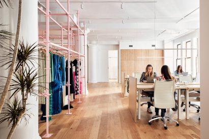 The showroom also serves as an office space