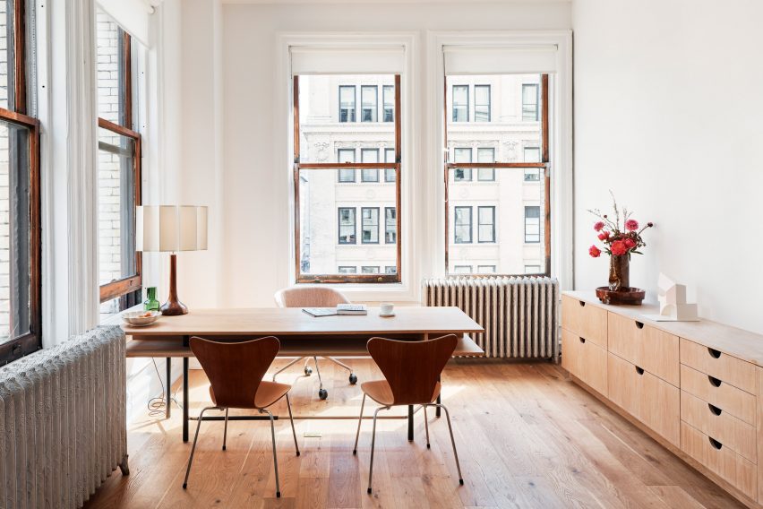 The loft space overlooks Fifth Avenue