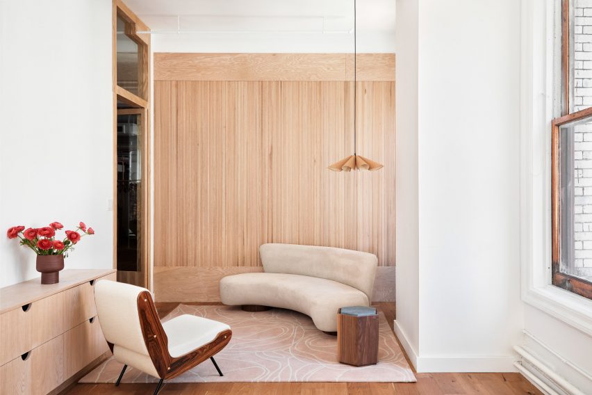 Tambour panelling is installed in private offices