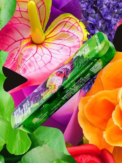 Eddie Opara art on Ben's Best with flower background