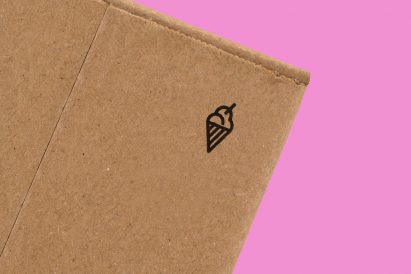 Icecream cone insignia on cardboard box