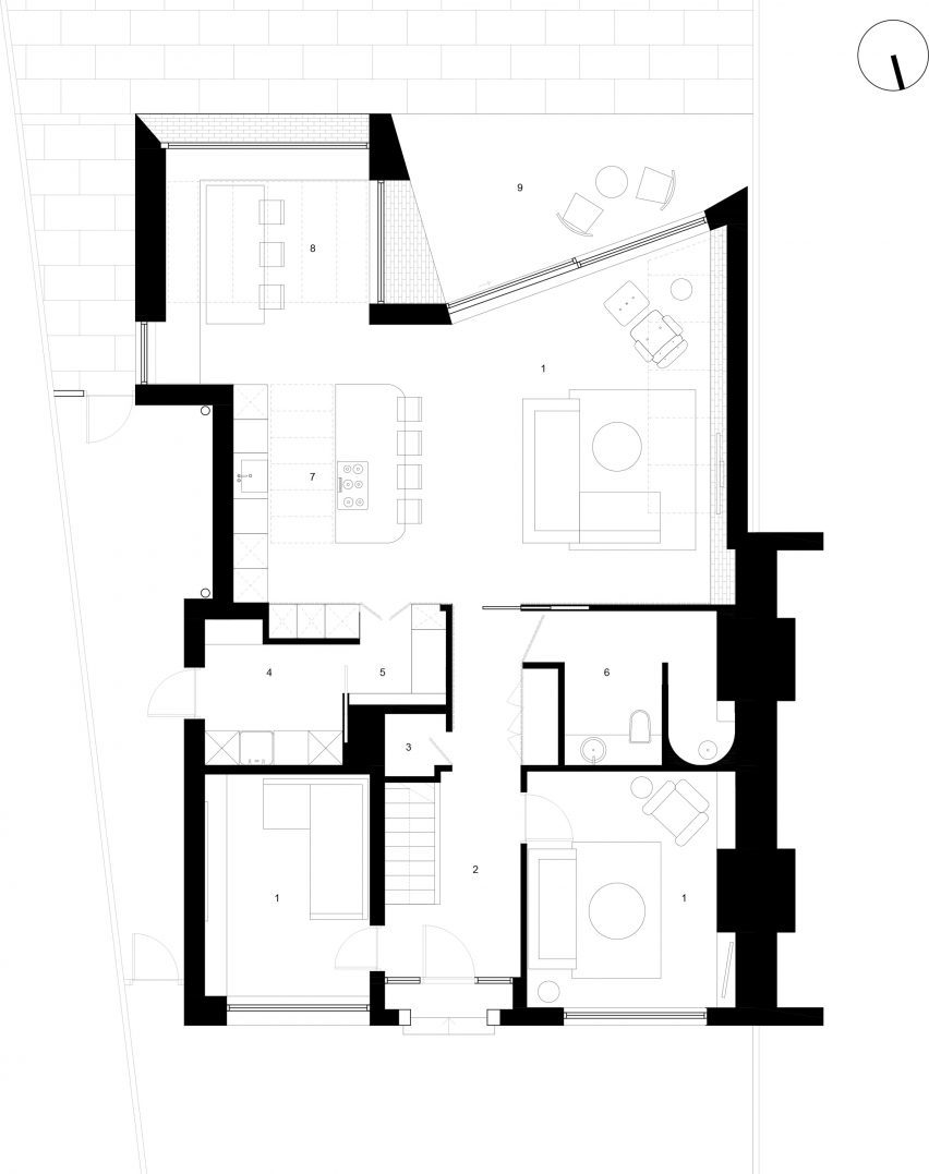 Floor plan of Pink House by Courtney McDonnell Studio